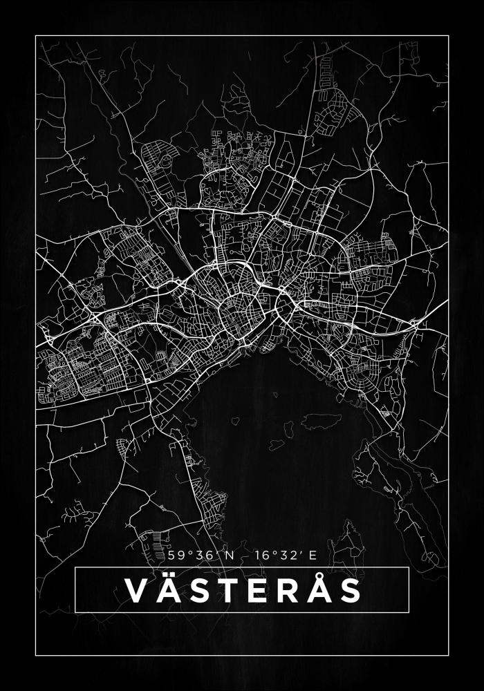 Map - Västerås - Black Poster