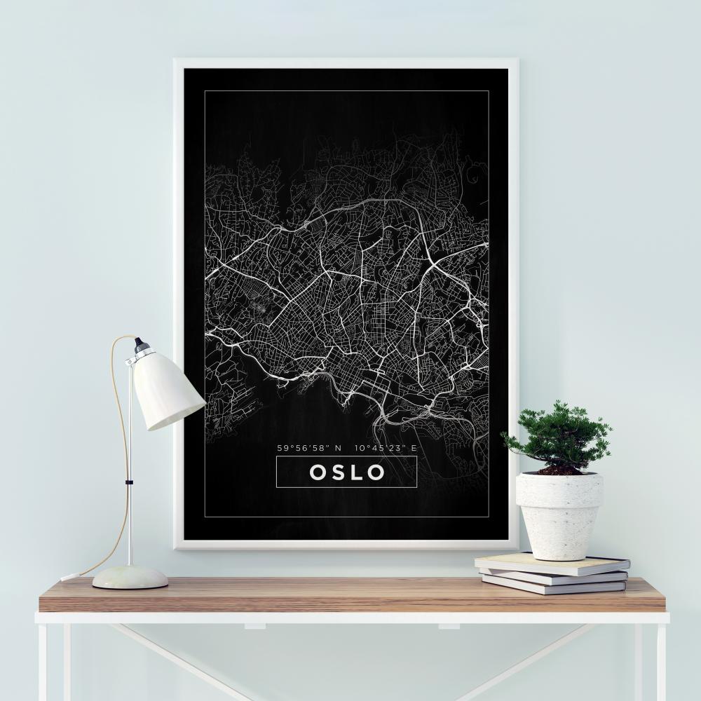 Map - Oslo - Black Poster