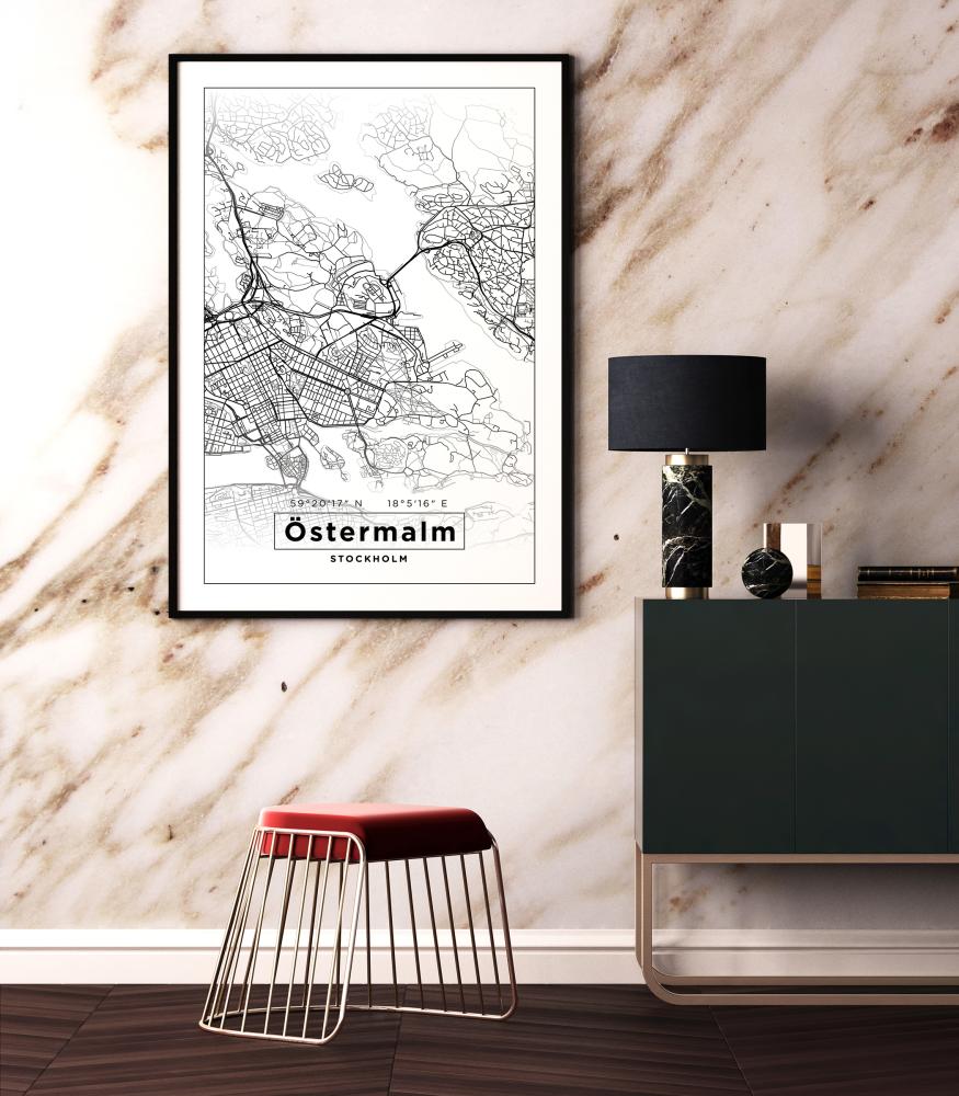 Map - Östermalm - White Poster