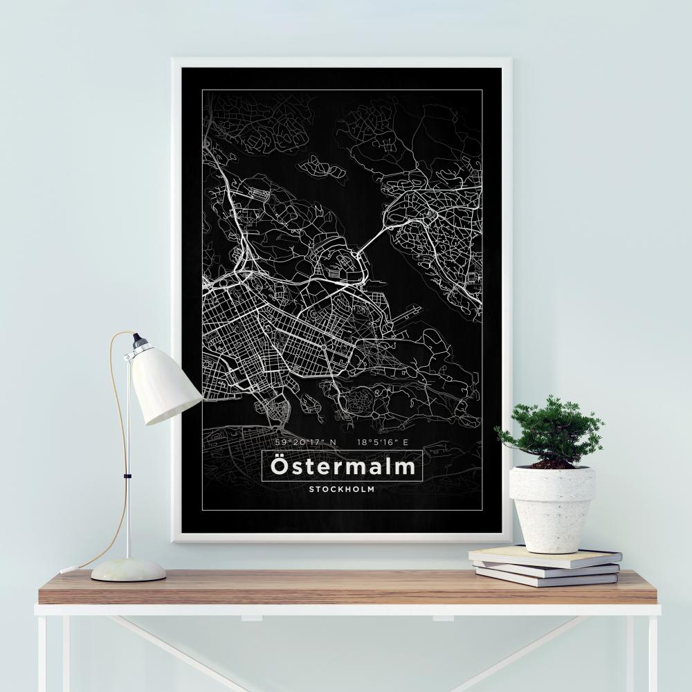 Map - Östermalm - Black Poster