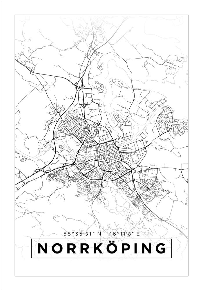 Map - Norrköping - White Poster