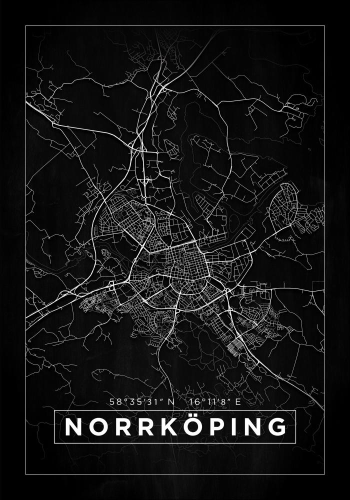 Map - Norrköping - Black Poster