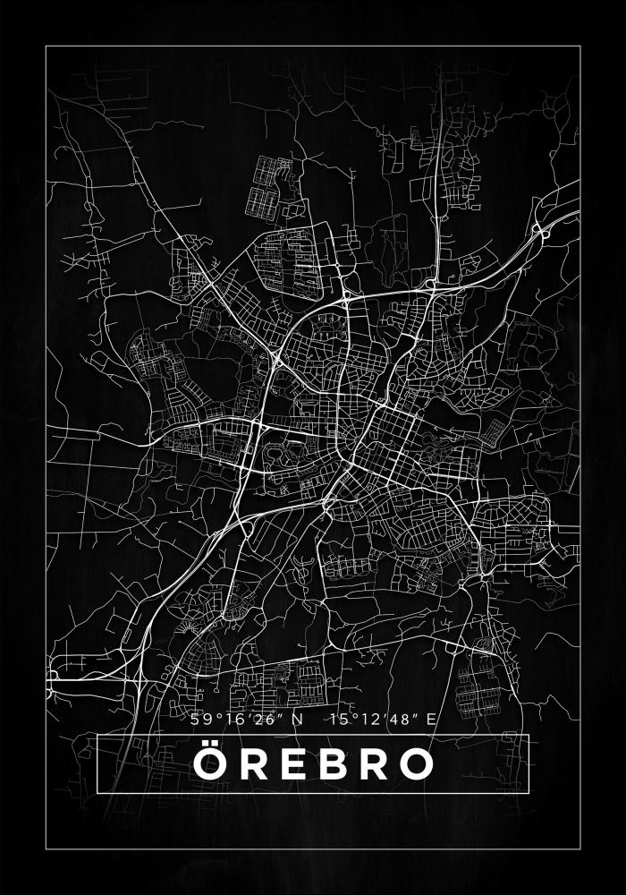 Map - Örebro - Black Poster