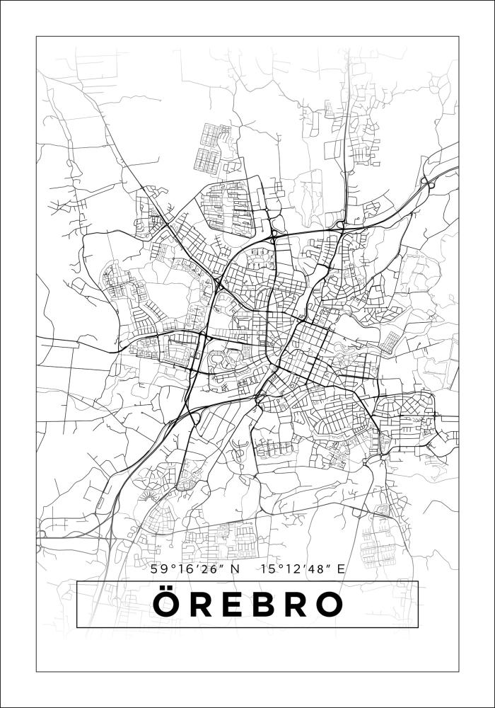 Map - Örebro - White Poster