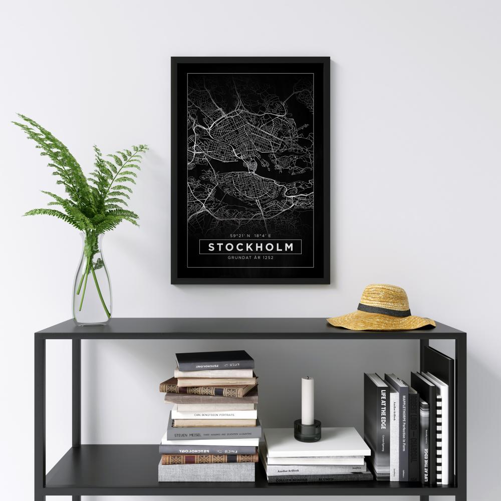 Map - Stockholm - Black Poster