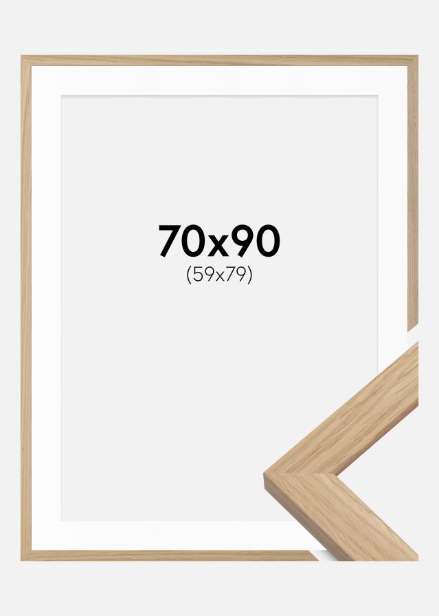 Rahmen Oak Wood 70x90 cm - Passepartout Weiß 60x80 cm