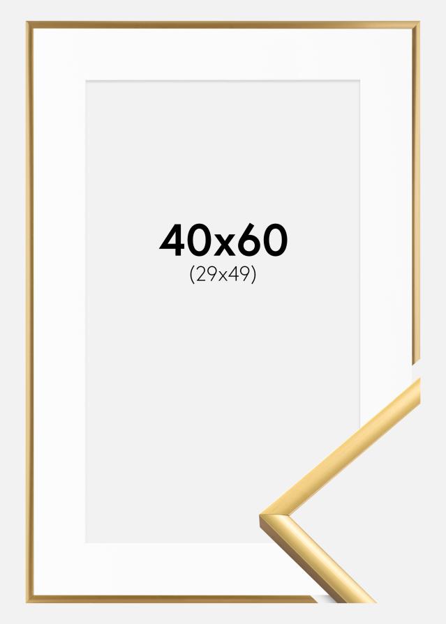 Rahmen New Lifestyle Shiny Gold 40x60 cm - Passepartout Weiß 30x50 cm