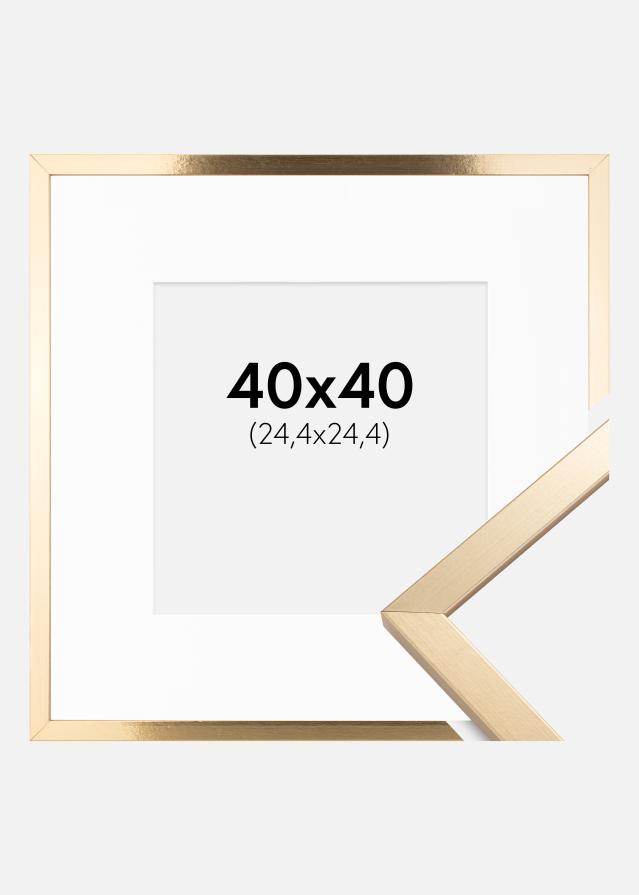 Rahmen Trendy Gold 40x40 cm - Passepartout Weiß 10x10 inches