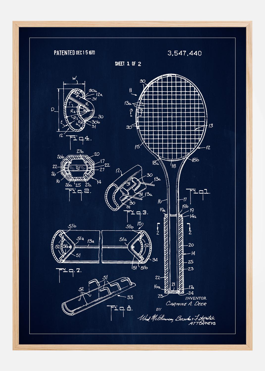 Product Image for Patent Print - Tennis Racket - Blue Poster (70x100 cm)