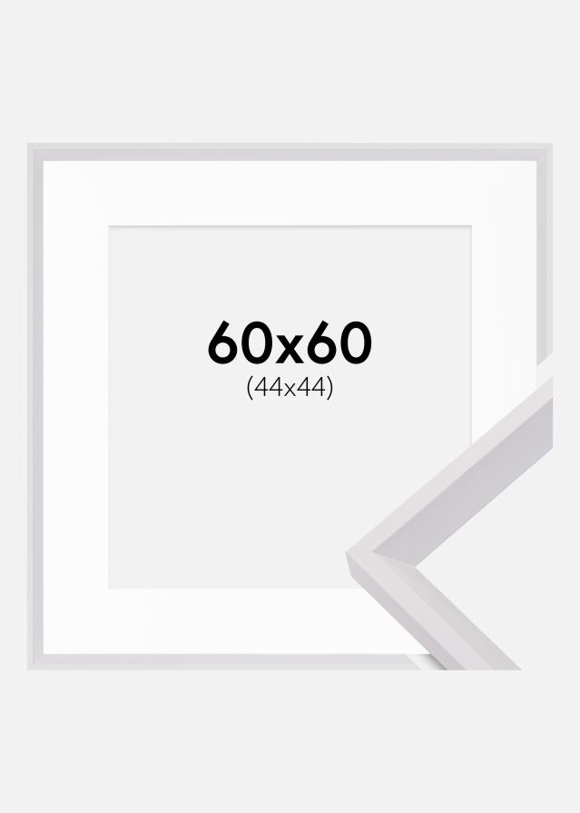 Rahmen Globe Weiß 60x60 cm - Passepartout Weiß 45x45 cm