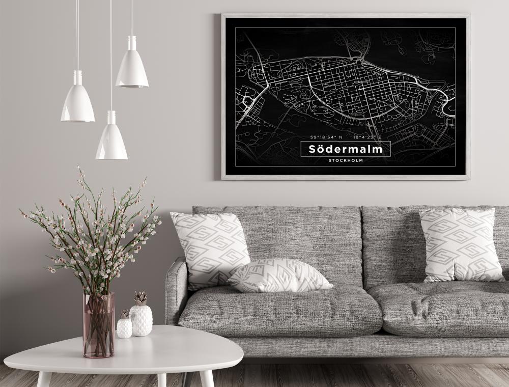 Map - Södermalm - Black Poster