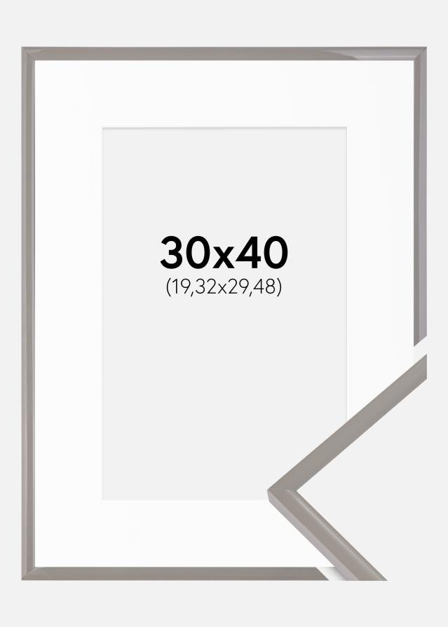 Rahmen New Lifestyle Earth Grey 30x40 cm - Passepartout Weiß 8x12 inches