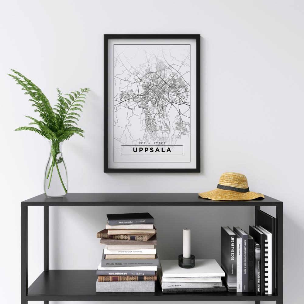 Map - Uppsala - White Poster