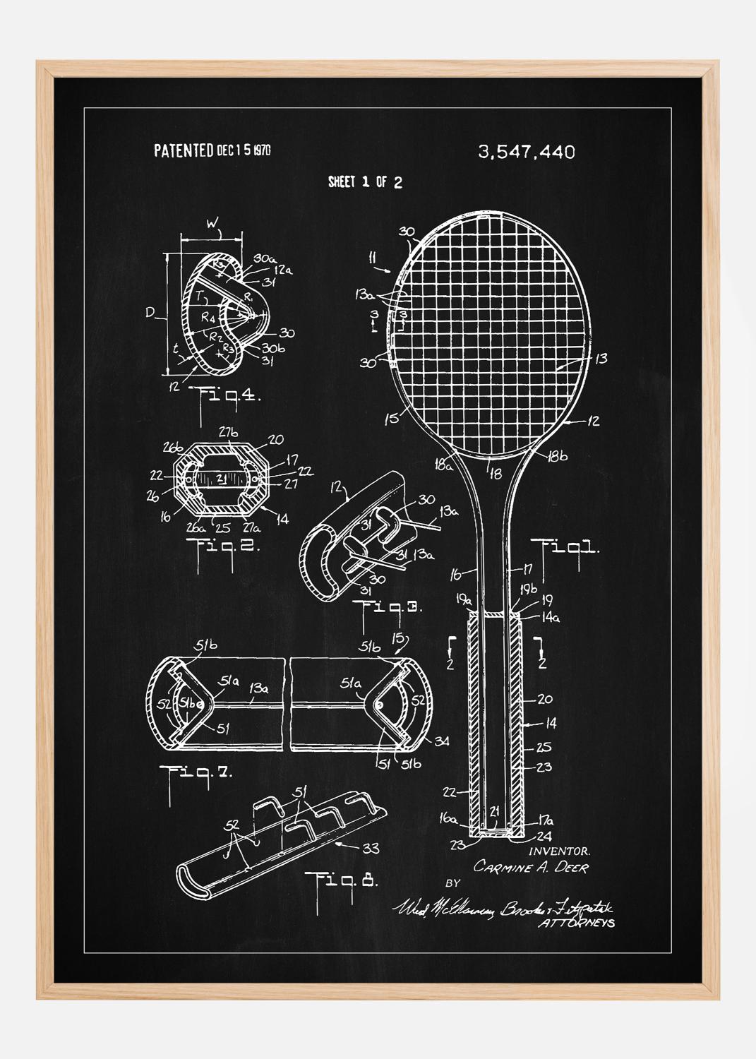Product Image for Patent Print - Tennis Racket - Black Poster (30x40 cm)
