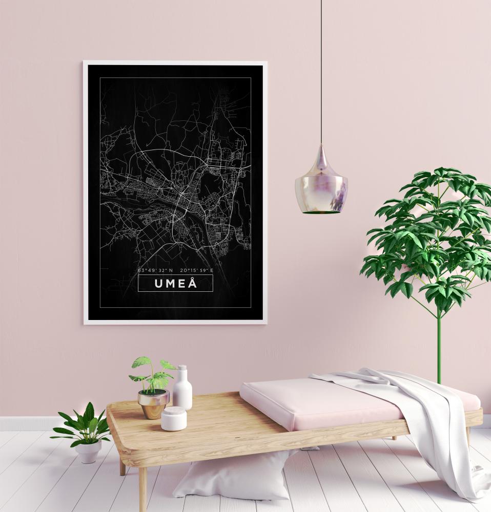 Map - Umeå - Black Poster