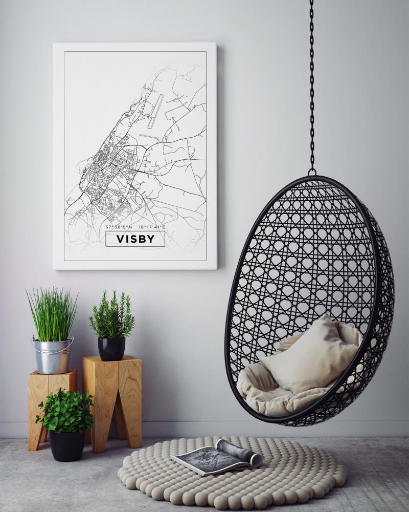 Map - Visby - White Poster