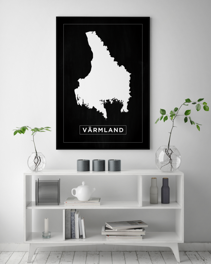 Map - Värmland - Black Poster