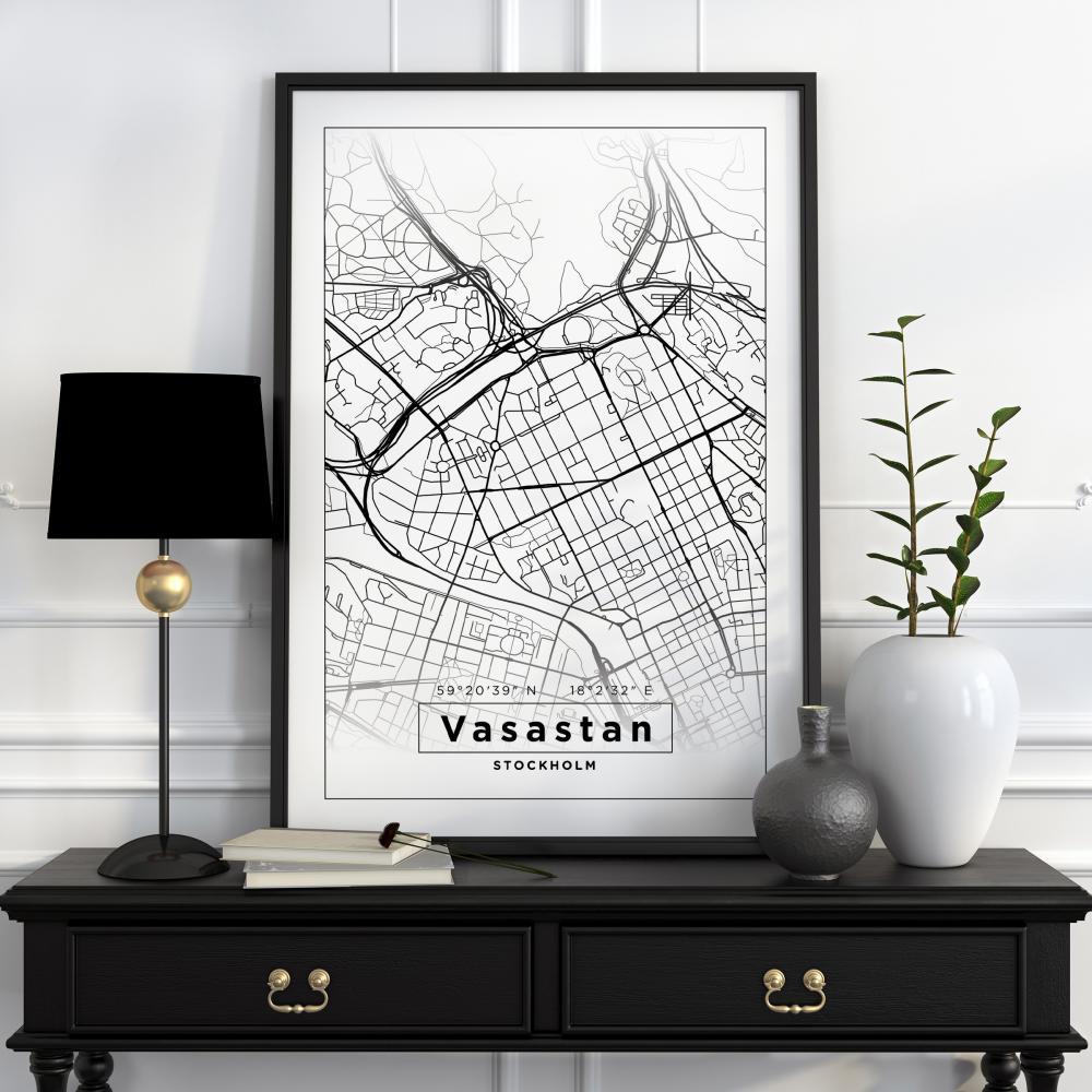 Map - Vasastan - White Poster