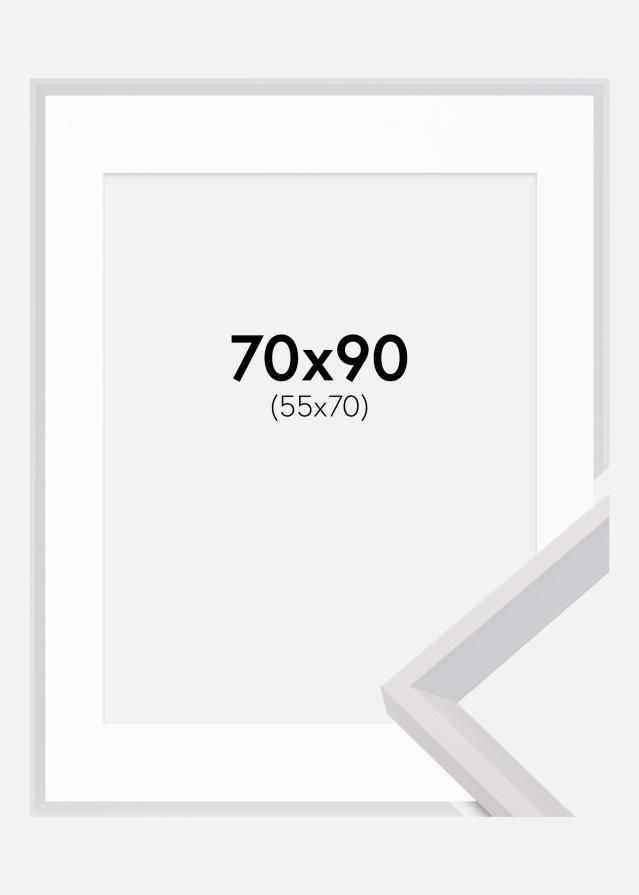 Rahmen Globe Weiß 70x90 cm - Passepartout Weiß 56x71 cm