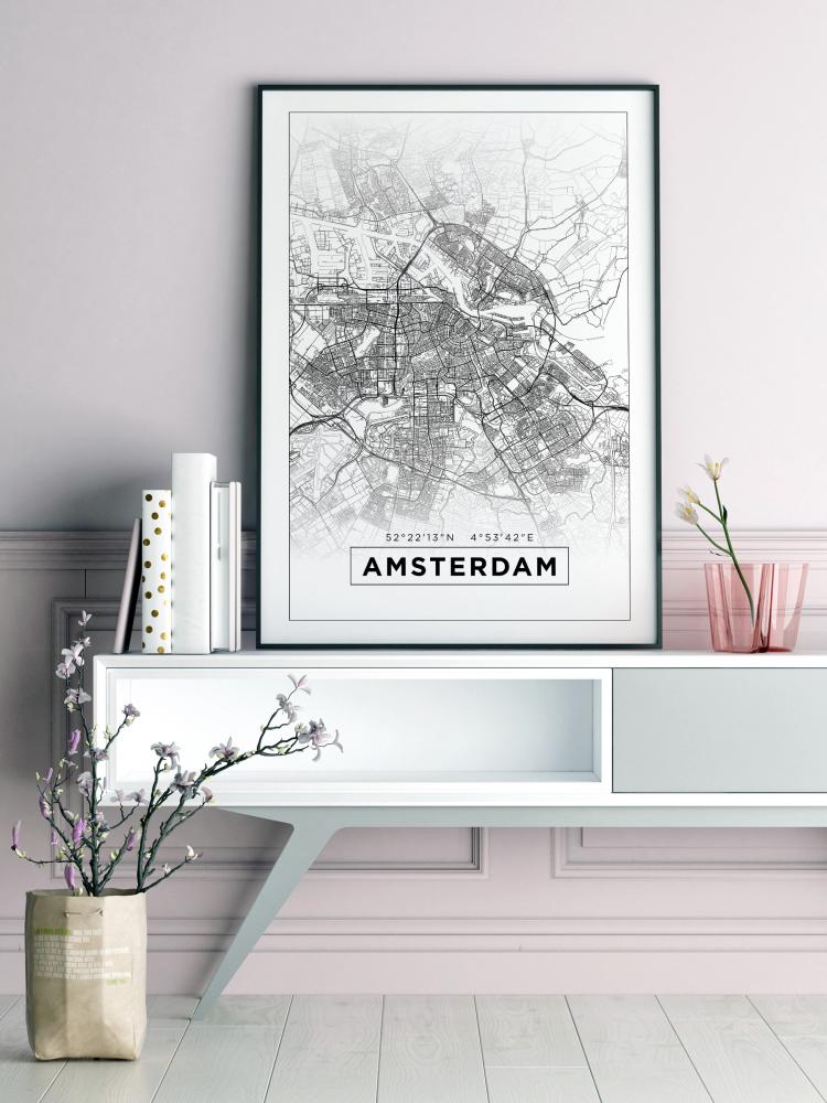 Map - Amsterdam - White Poster