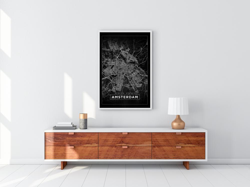 Map - Amsterdam - Black Poster