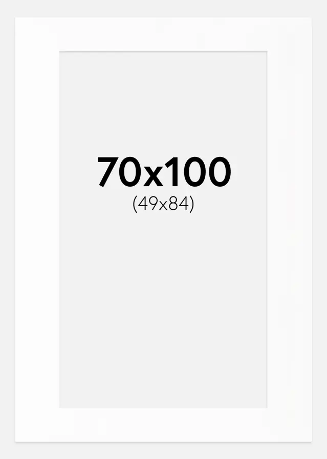 Passepartout Weiß Standard (weißer Kern) 70x100 cm (49x84)
