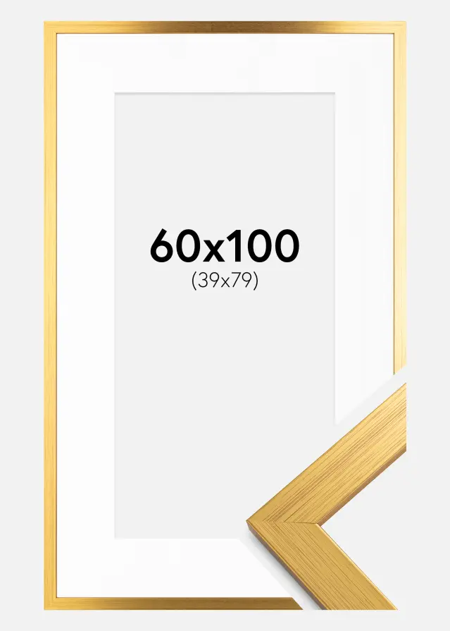 Rahmen Gold Wood 60x100 cm - Passepartout Weiß 40x80 cm