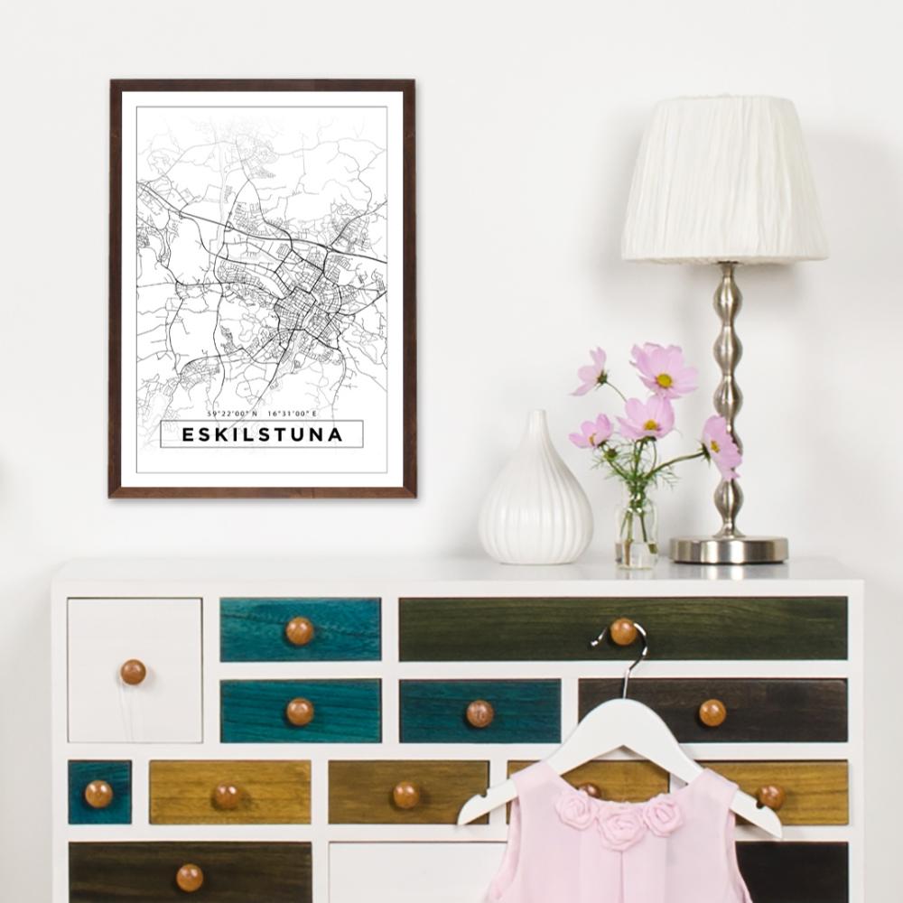 Map - Eskilstuna - White Poster