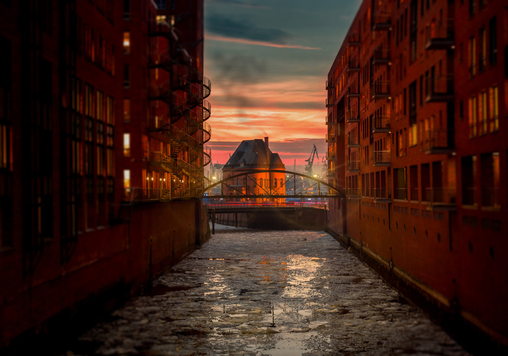 Stadt im Wasser Poster