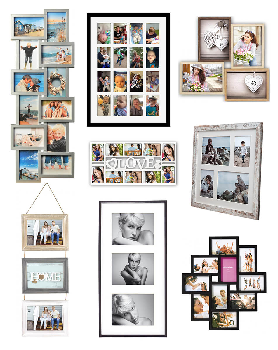 Verschiedene Collagerahmen mit Familienbildern – Fotorahmen für Collage